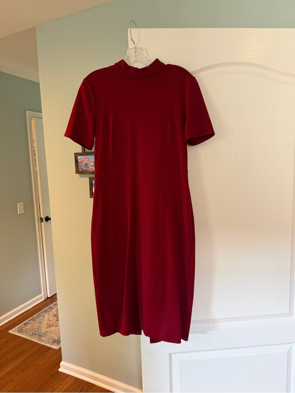 Express Burgundy Mock-Neck Midi Dress